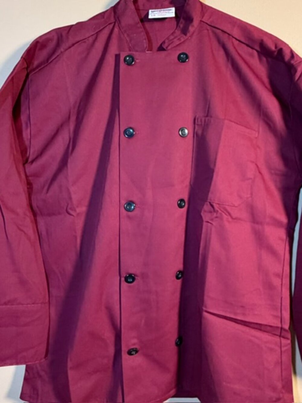 Uncommon Threads Moroccan 10 Black Button Twill Chef Coat Unisex Burgundy
